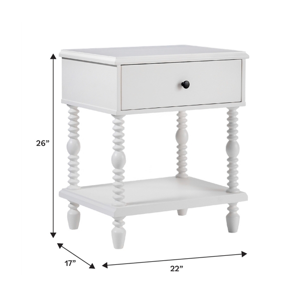 White Spindle Vivienne Nightstands, Set of 2