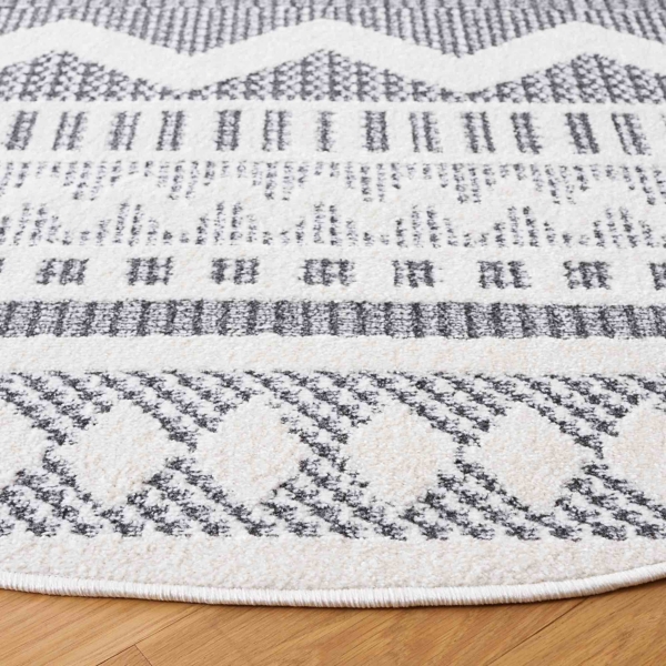 Charcoal & White Mira Bohemian Round Rug, 6x6