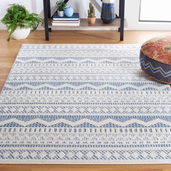 Blue & White Mira Bohemian Area Rug