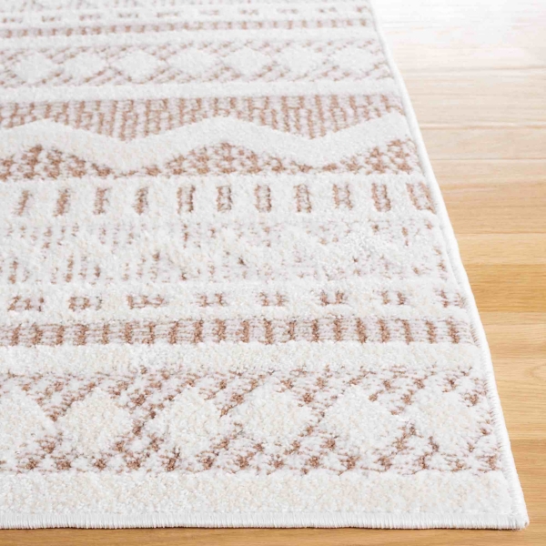 Taupe & White Mira Bohemian Square Rug, 6x6