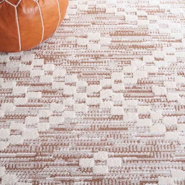 Taupe & White Bohemian Diamond Area Rug