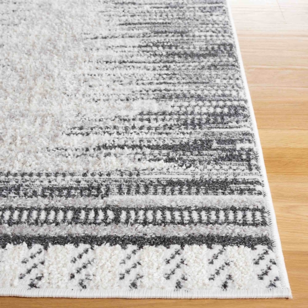 Charcoal & White Abstract Bohemian Area Rug