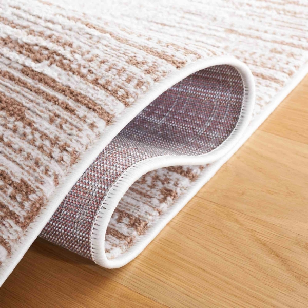 Taupe & White Abstract Bohemian Square Rug, 6x6