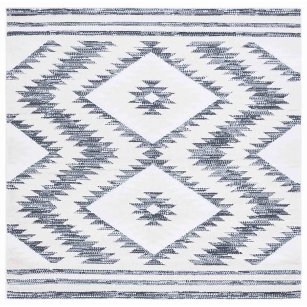 Charcoal & Ivory Sanneke Diamond Square Rug, 6x6