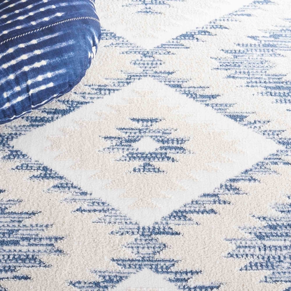Blue & Ivory Sanneke Diamond Runner, 2x8
