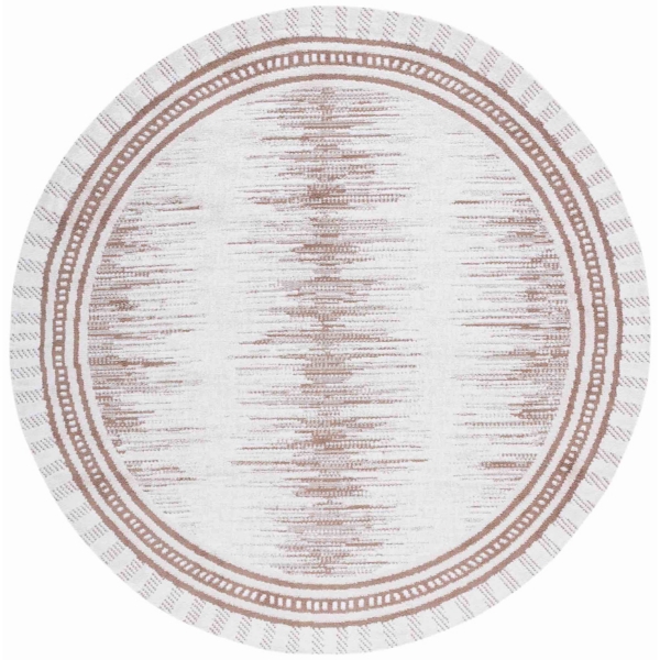 Taupe & Ivory Sanneke Diamond Round Rug, 6x6