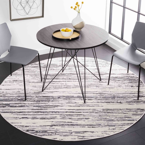 Charcoal & Ivory Cherine Bohemian Round Rug, 6x6