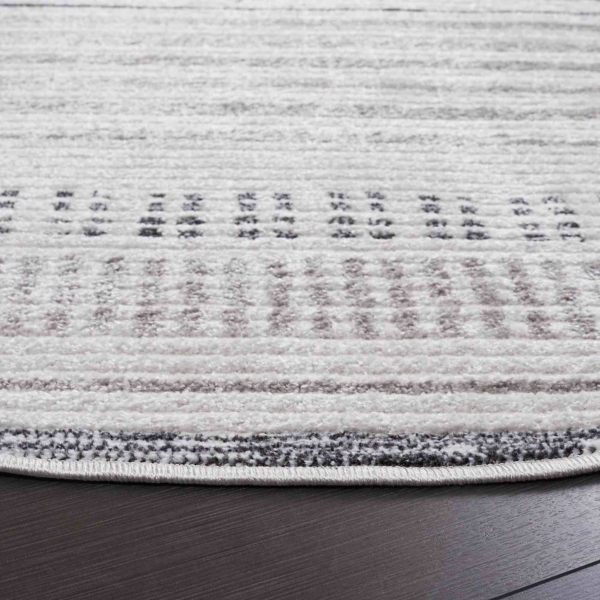 Ivory & Gray Gorete Geometric Round Rug, 6x6