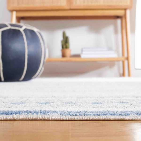 Ivory & Blue Albert Geometric Square Rug, 6x6