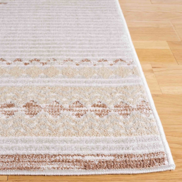 Ivory & Brown Albert Geometric Square Rug, 6x6