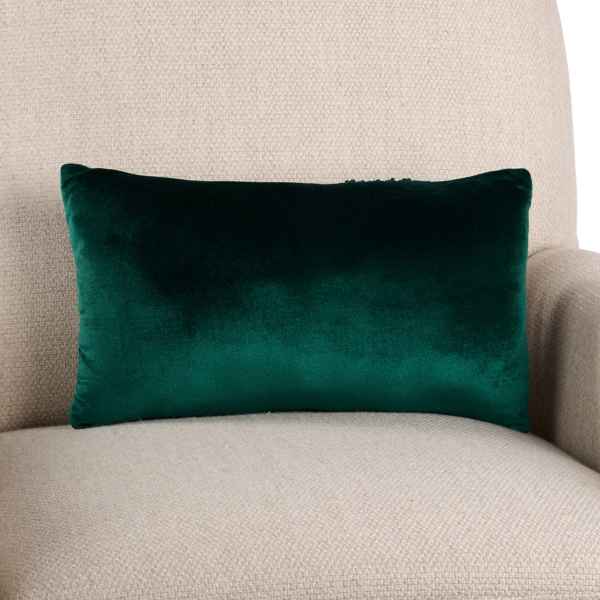 Red Bow Green Velvet Lumbar Pillow