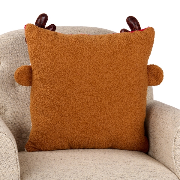 Reindeer Face Boucle Pillow