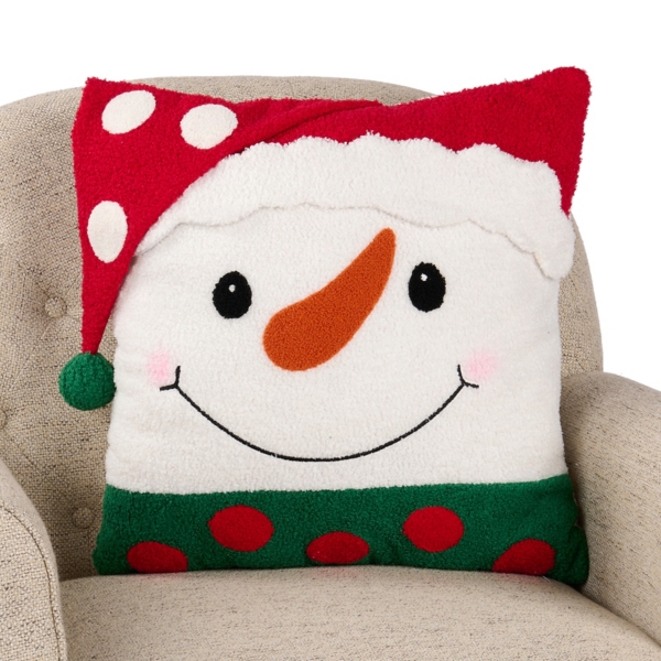 Snowman Face Boucle Pillow
