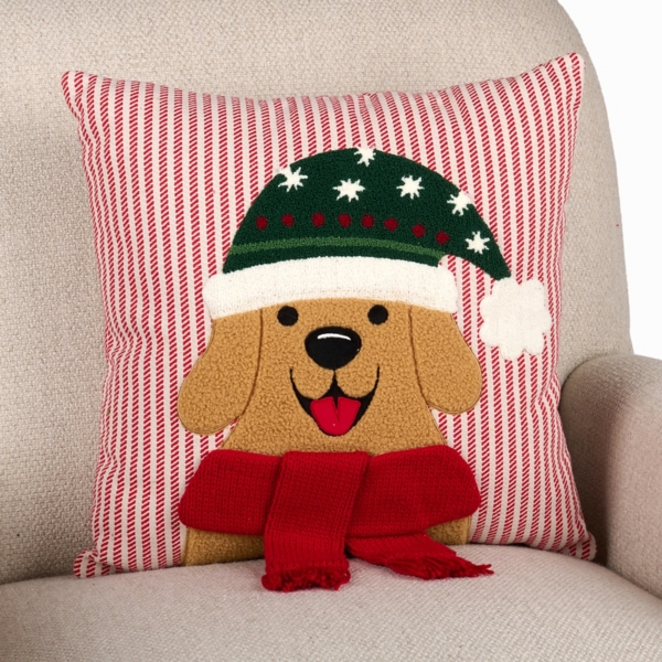 Golden Retriever with Scarf Pillow