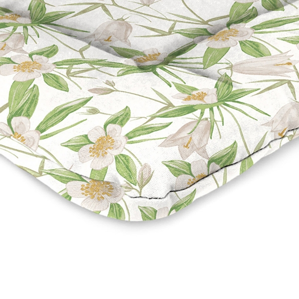 Cream Floral Outdoor Wrought Iron Chair Cushion