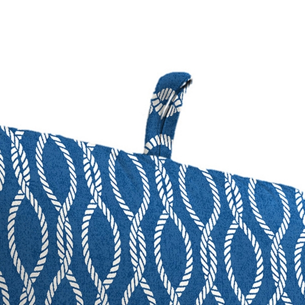 Navy Wavy Lattice Outdoor Chair Cushion, 22x45