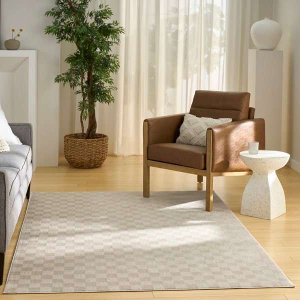 Beige Serenity Checkered Area Rug