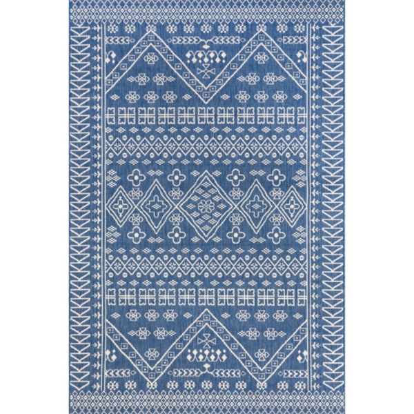 Blue Kandace Diamond Indoor/Outdoor Area Rug, 5x7 | Kirklands Home