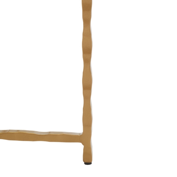 Green Glass and Brass Round Accent Table