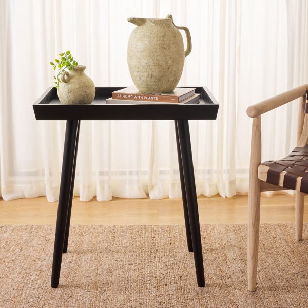 Black Wood Mina Tray End Table