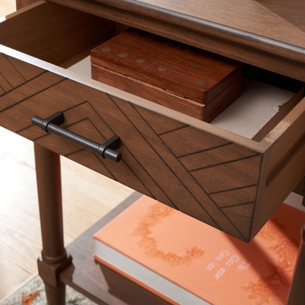 Brown Wood Peyton 1-Drawer End Table