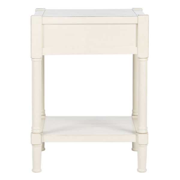 White Wood Finley 1-Drawer End Table