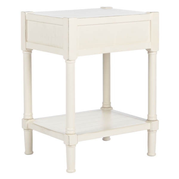 White Wood Finley 1-Drawer End Table