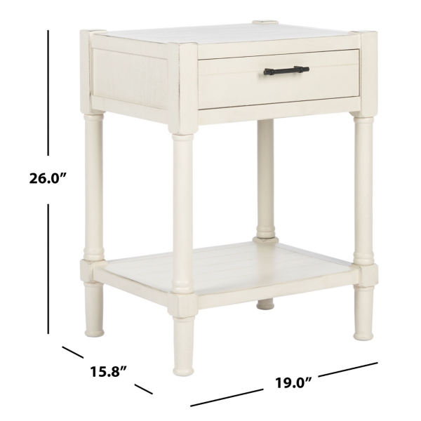 White Wood Finley 1-Drawer End Table