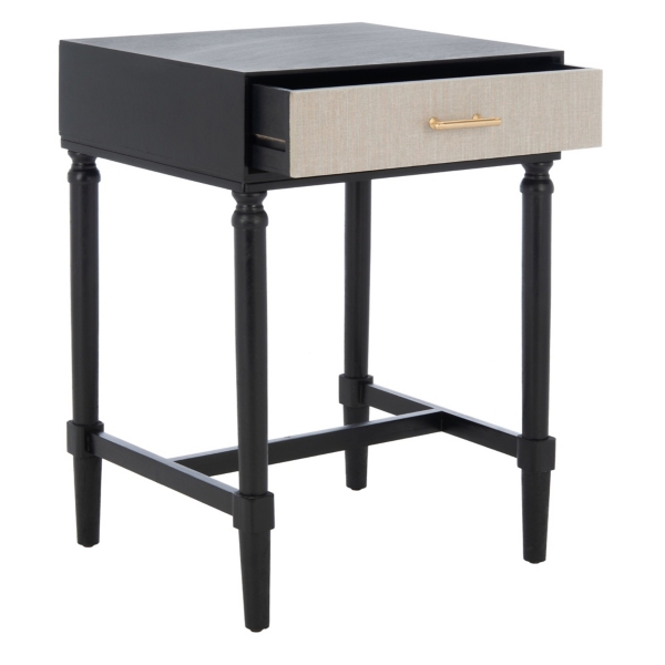 Black Wood Stella 1-Drawer End Table