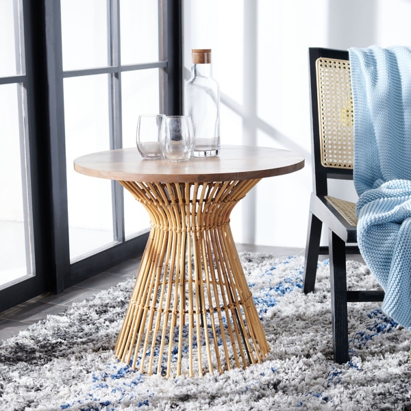 Natural Rattan Irma Round Accent Table
