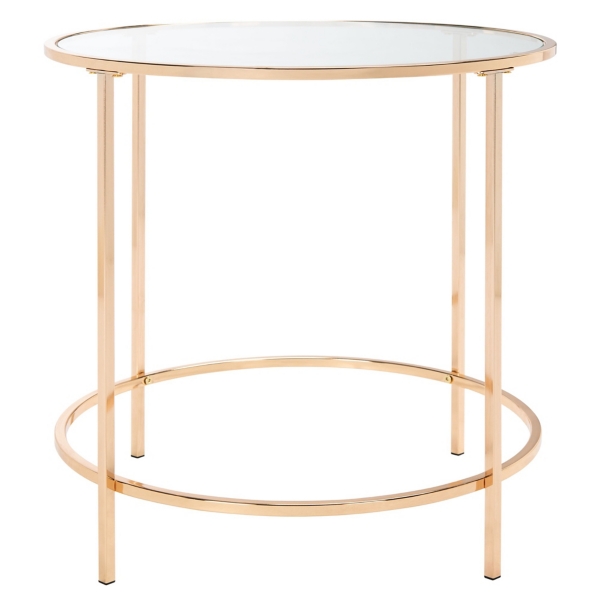 Glass Tabletop & Gold Metal Suzan Round Side Table | Kirklands Home