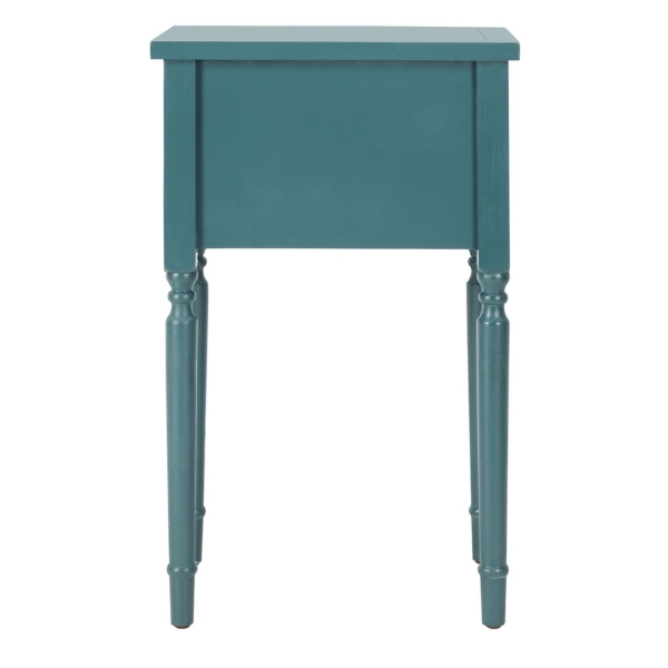 Teal Wood Madelyn 2-Drawer End Table