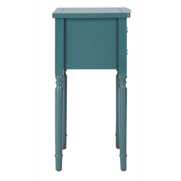 Teal Wood Madelyn 2-Drawer End Table
