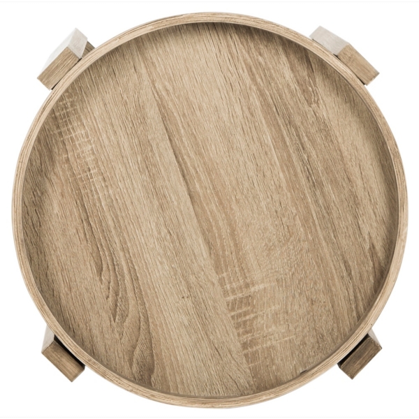 Graywash Round Tray Top Side Table