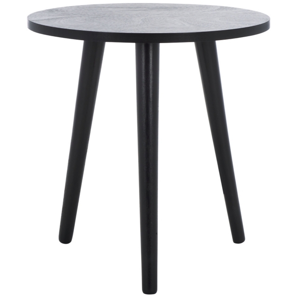 Black Wood Round Scandinavian End Table | Kirklands Home