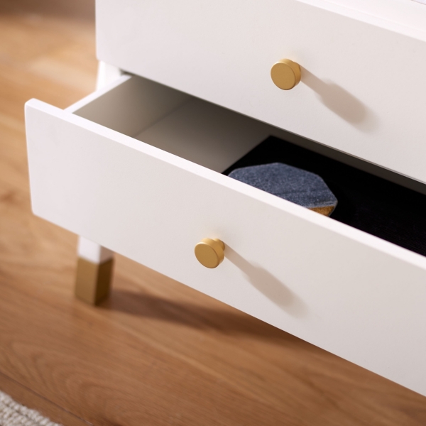 White 2-Drawer Lina Modern Accent Table
