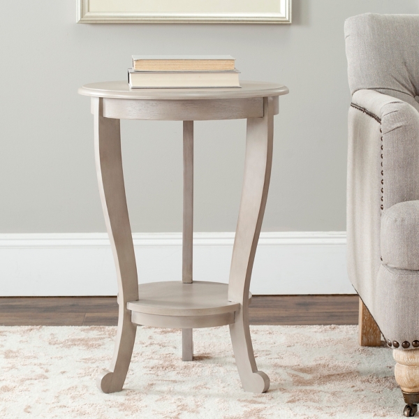 Round Gray Pedestal Accent Table