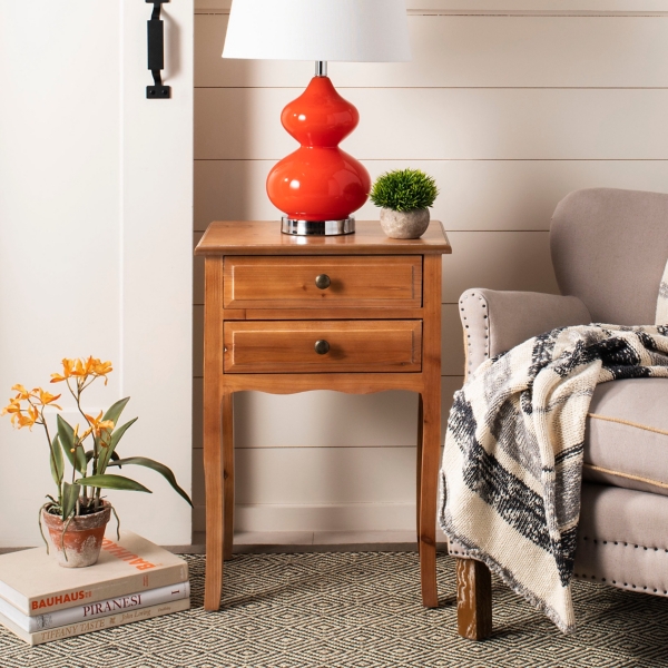 Brown 2-Drawer Mika Traditional Accent Table