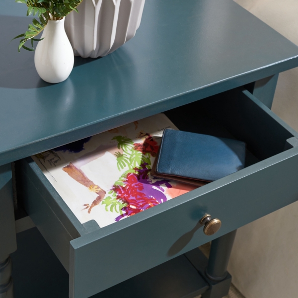 Navy Wood Spindle Razie Accent Table