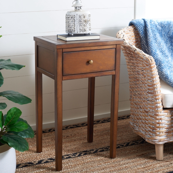 Brown Pine Rozalia Transitional Accent Table