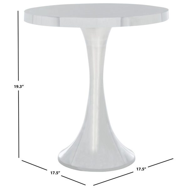 Silver Aluminum Round Gulia Accent Table