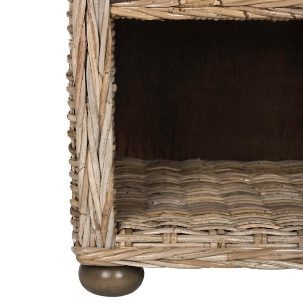 Brown Rattan Coastal Accent Table