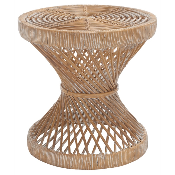 Natural Rattan Hourglass Accent Table
