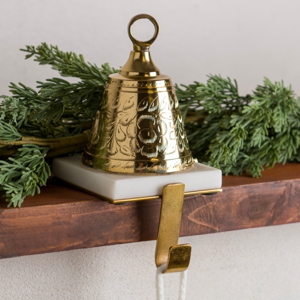 Gold Metal Bell Stocking Holder