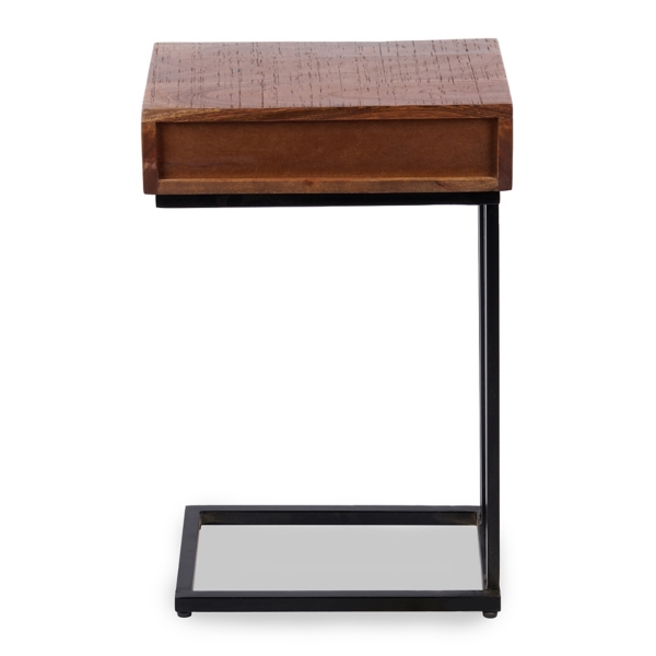 Acacia Wood C-Table with Drawer