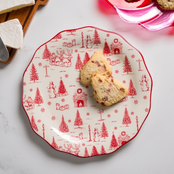 Red Toile Christmas Serving Platter