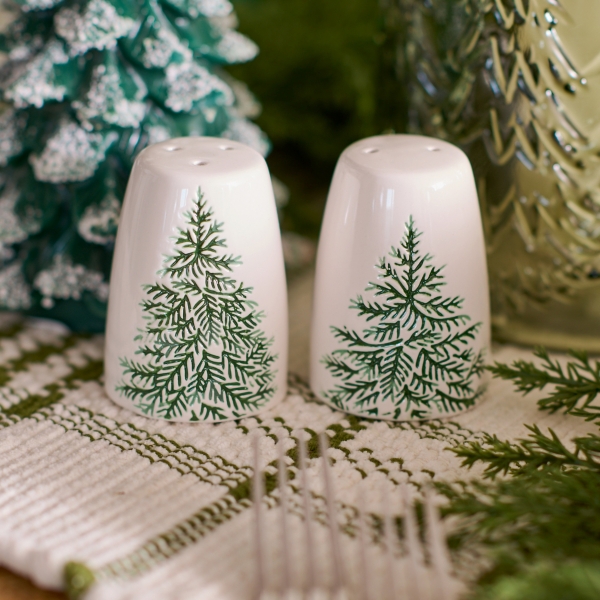 Evergreen Trees Embossed Salt & Pepper Shaker Set | Kirklands Home