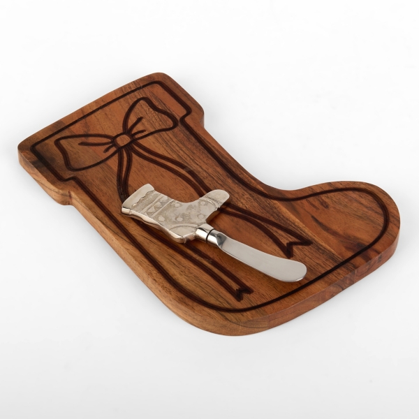 Christmas Stocking Figural Serving Board Set