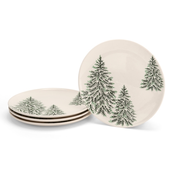 Evergreen Trees Embossed Salad Plates, Set of 4 | Kirklands Home