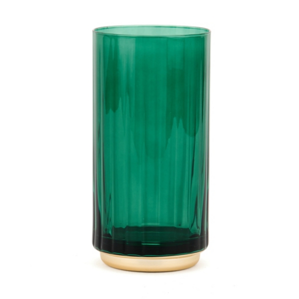 Green Ribbed Gold Base Tumbler | Kirklands Home